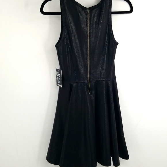 Express Faux Leather-Look Metallic & Flare Dress - Picture 7 of 11